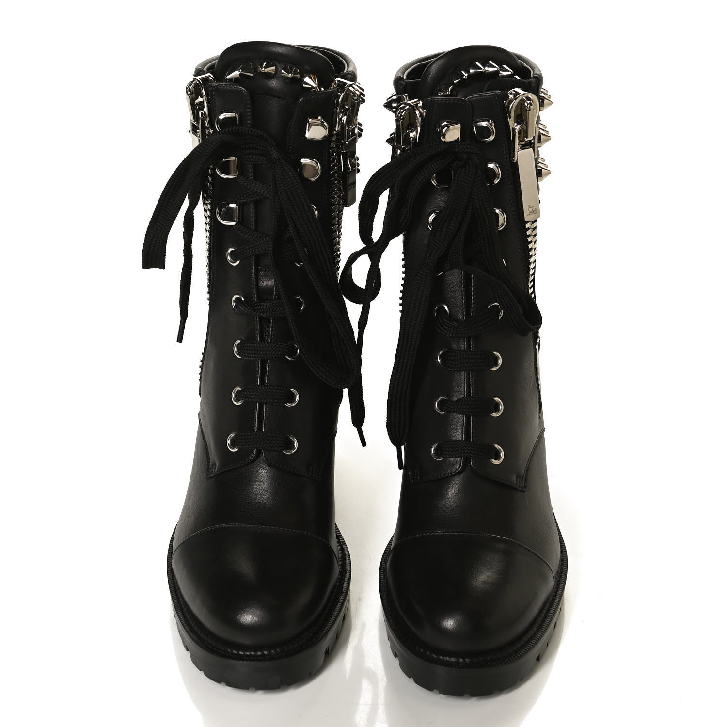 Christian Louboutin Calfskin Winter Spikes 70 Combat Boots 37 Black 5 of 10