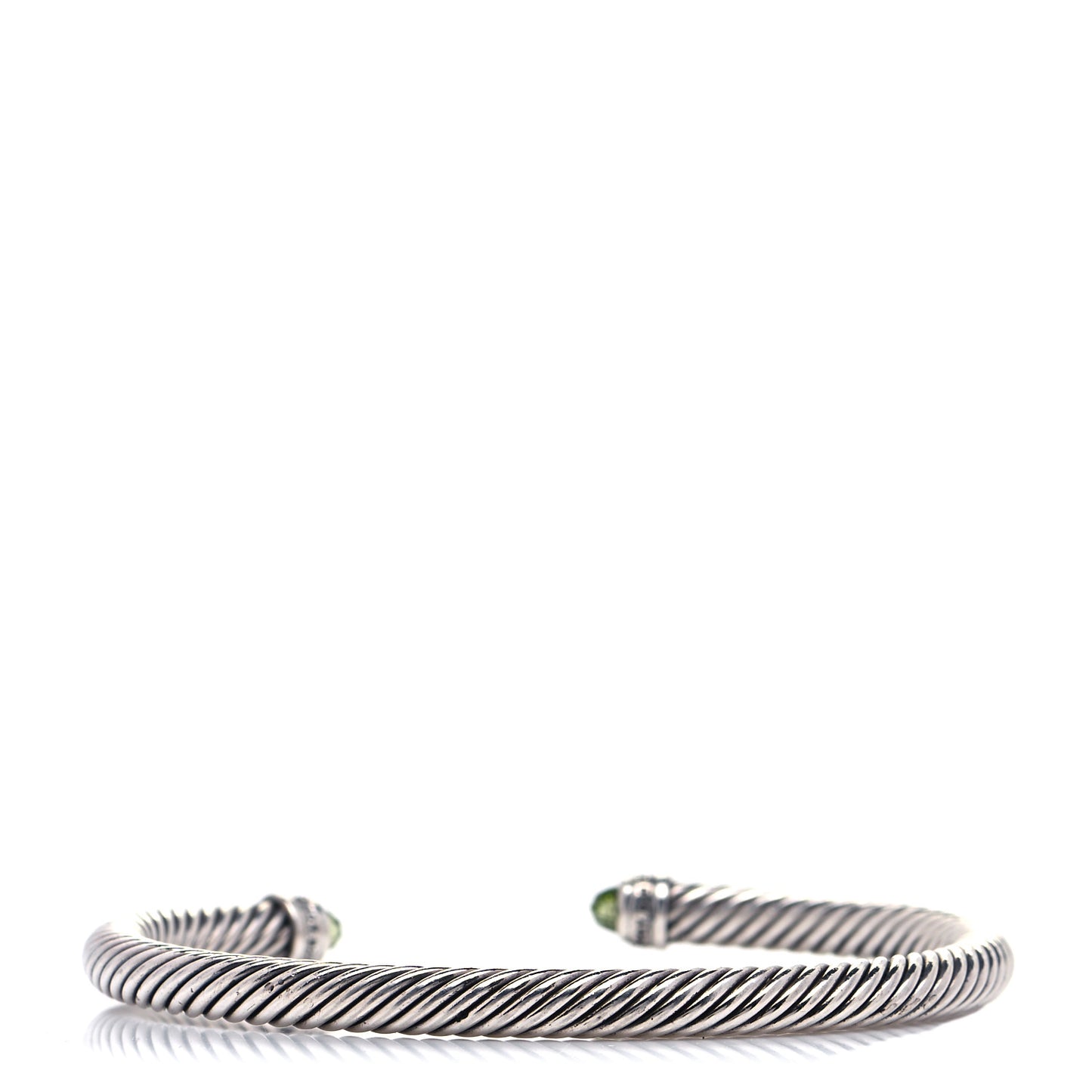 Sterling Silver Diamond Peridot 5mm Cable Classics Bracelet