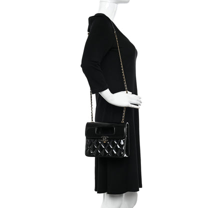Chanel Patent Quilted Mini Graphic Catch Flap Black 2 of 14