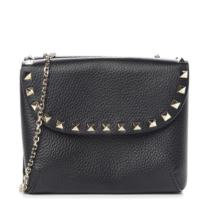 Valentino Garavani Pebbled Calfskin Rockstud Pouch On Chain Black 1 of 10