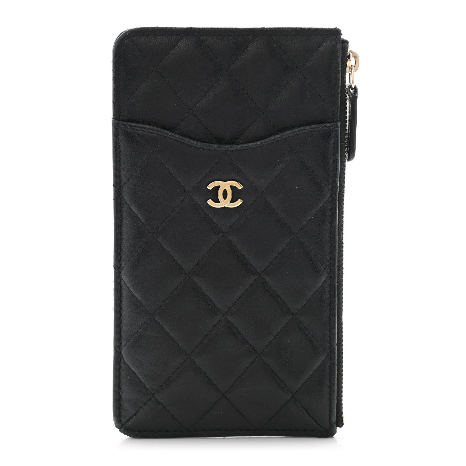 Chanel Lambskin Quilted Classic Flat Wallet Pouch Black 1 of 7