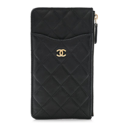 Chanel Lambskin Quilted Classic Flat Wallet Pouch Black 1 of 7
