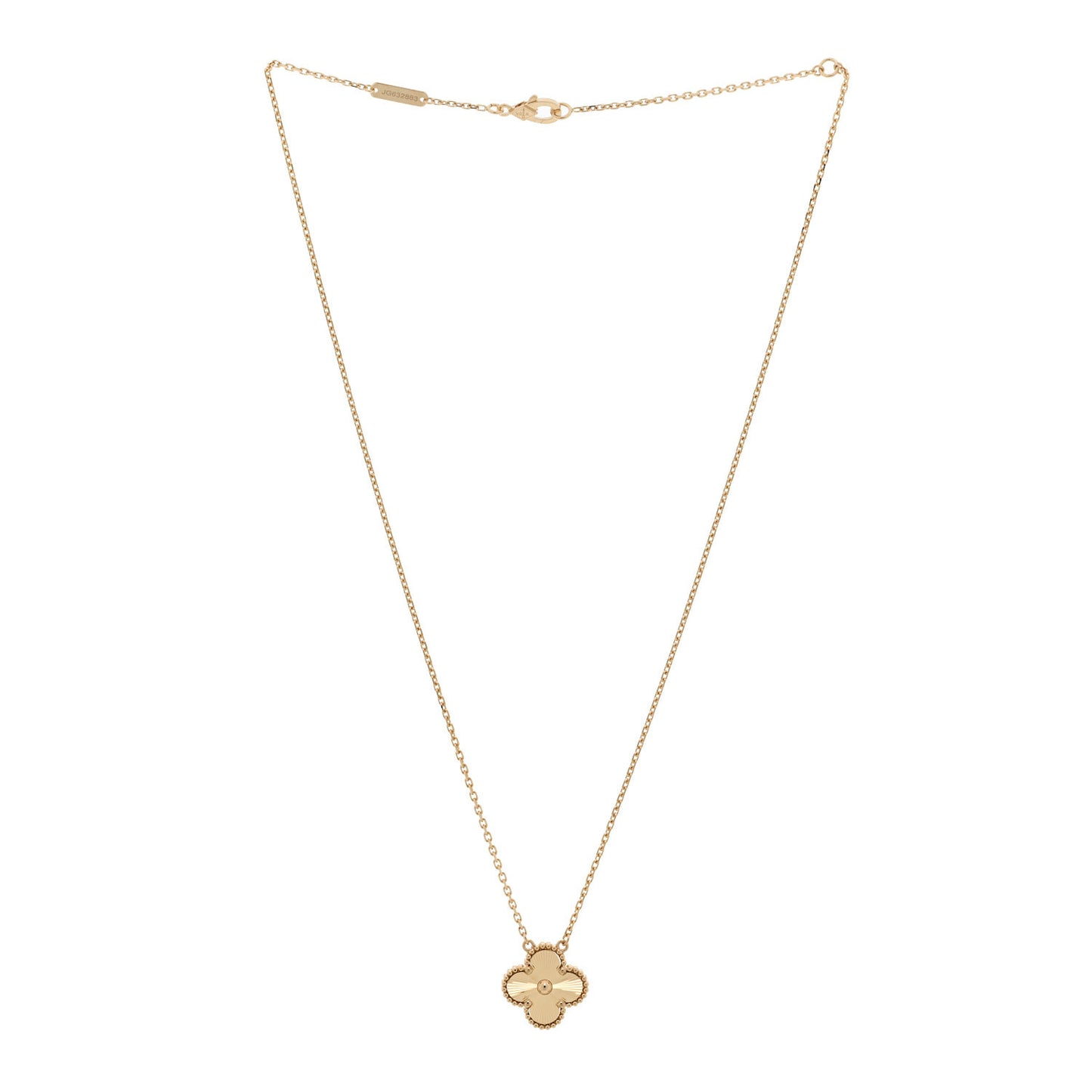 18K Yellow Gold Guilloche Vintage Alhambra Pendant Necklace
