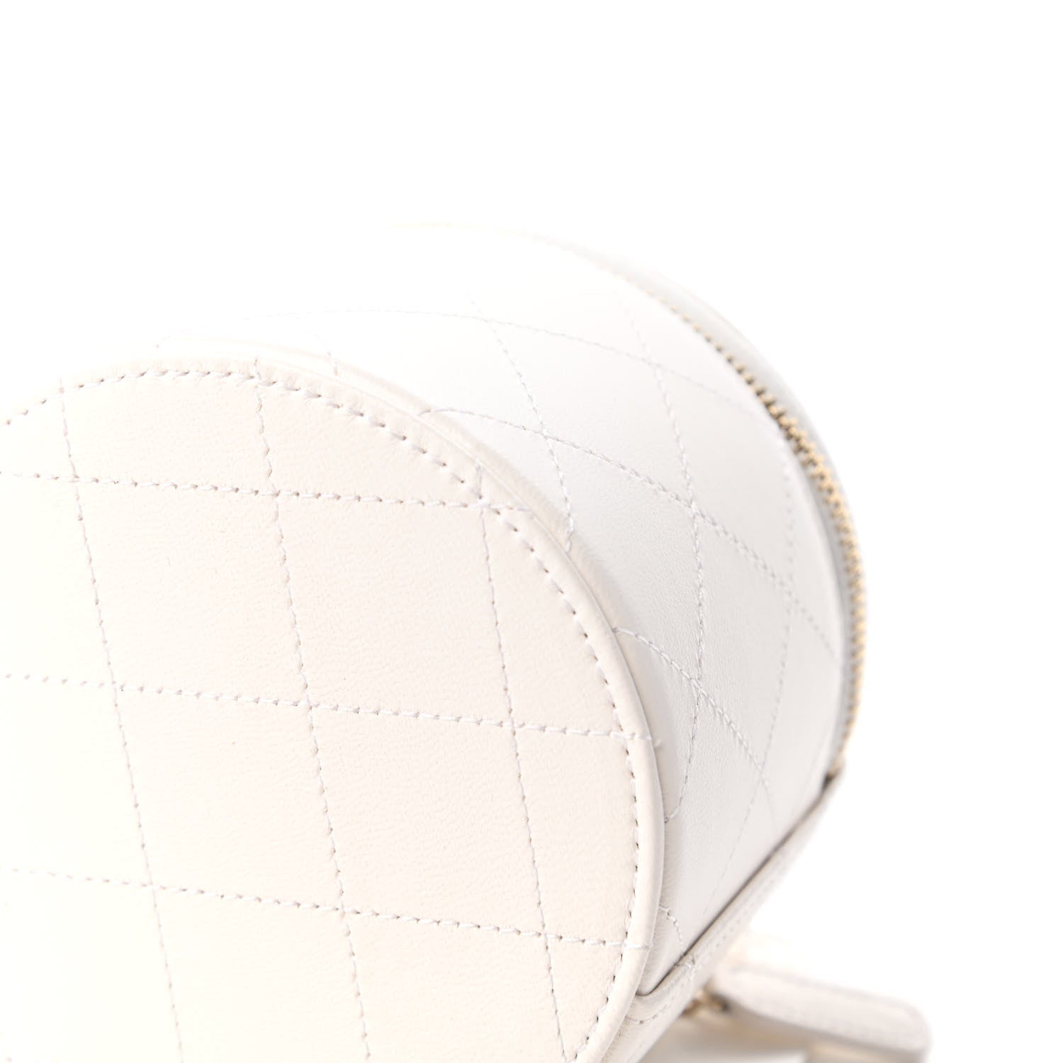 Chanel Lambskin Quilted Round Small Vanity Case With Chain White Black 7 of 11