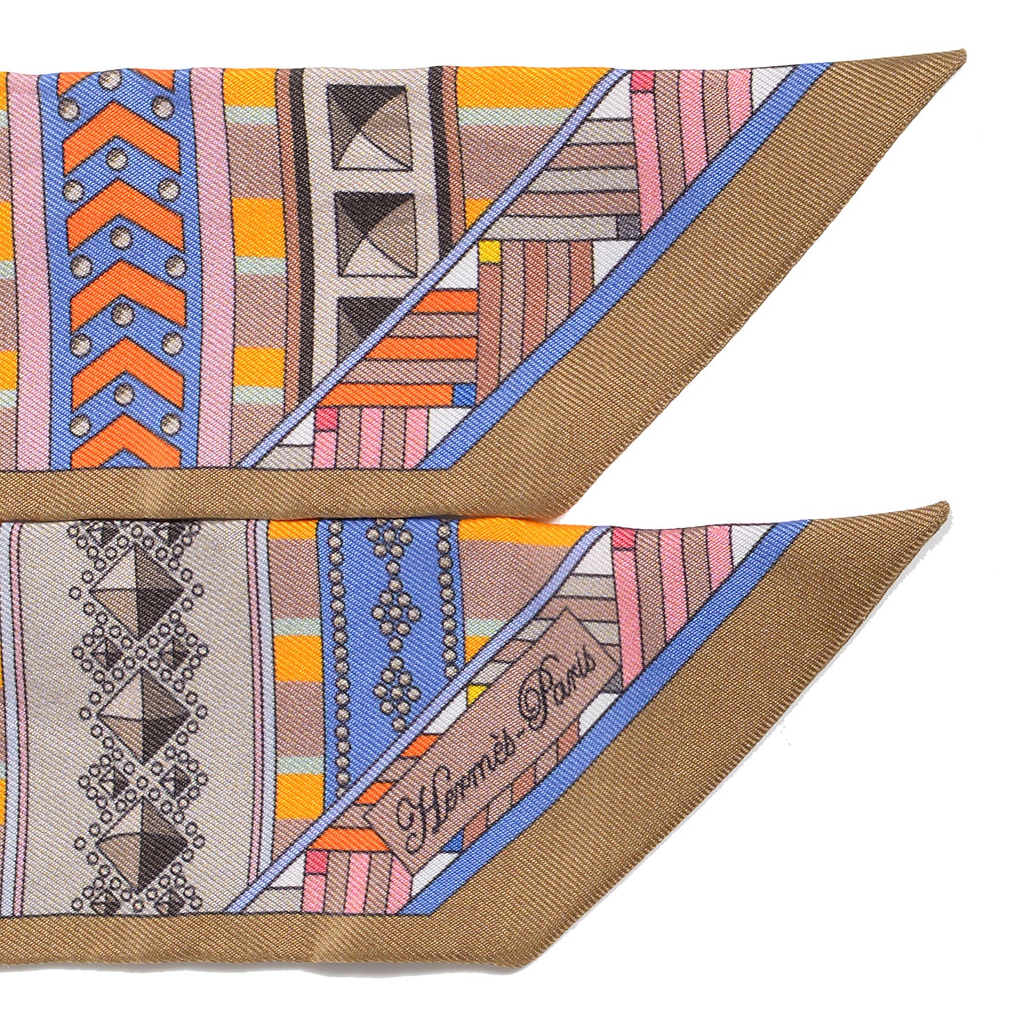 Hermes Silk Collier de Chien Twilly Camel Vert Rose 3 of 6