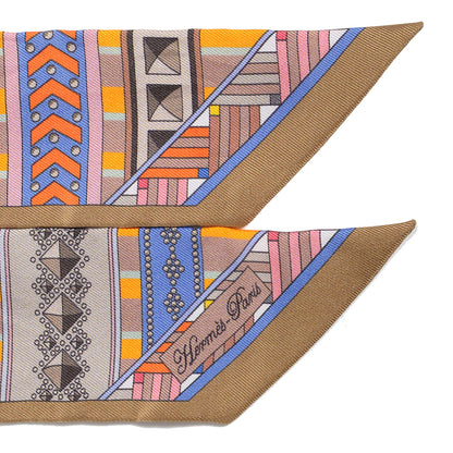 Hermes Silk Collier de Chien Twilly Camel Vert Rose 3 of 6
