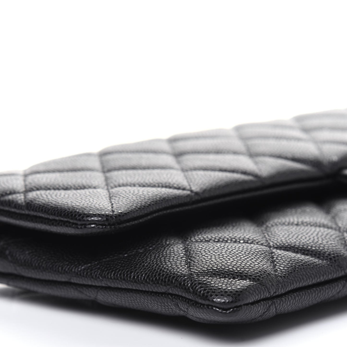 Caviar Quilted Flap Clutch Black