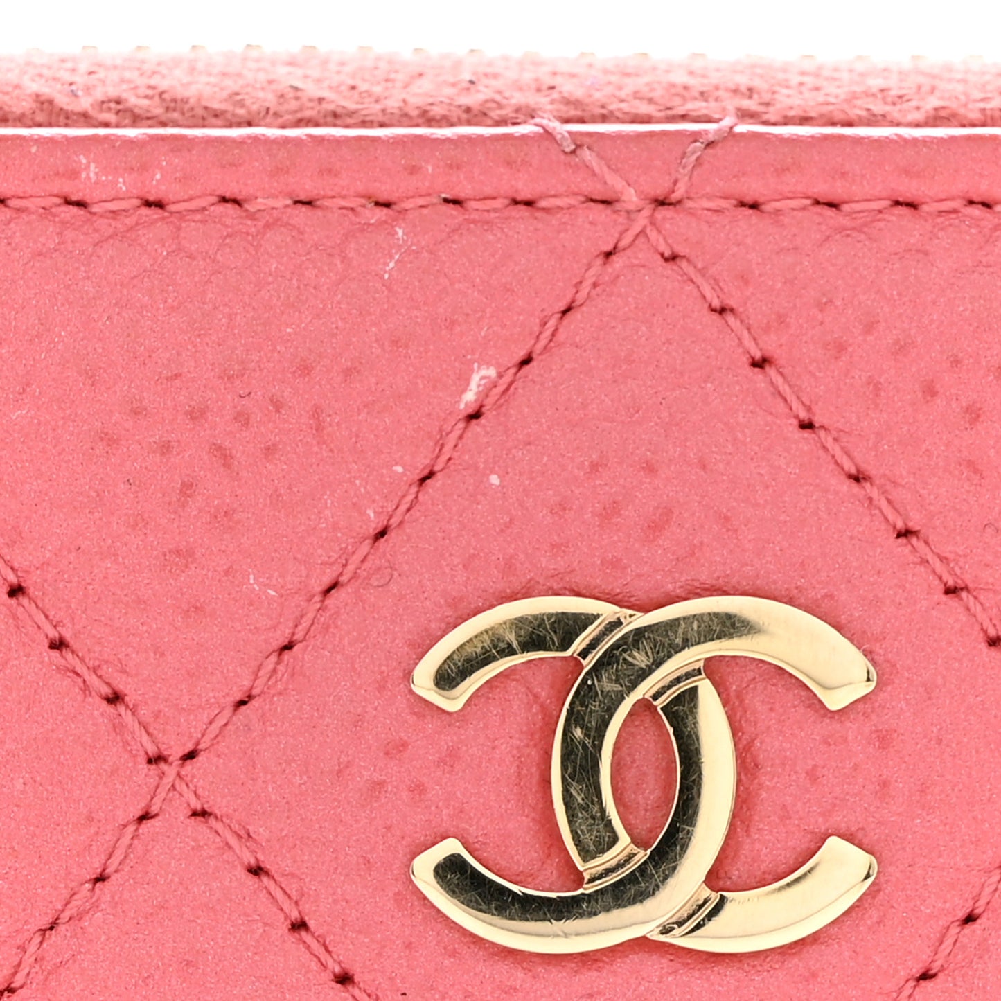 Metallic Caviar Quilted Zip Coin Purse Pink