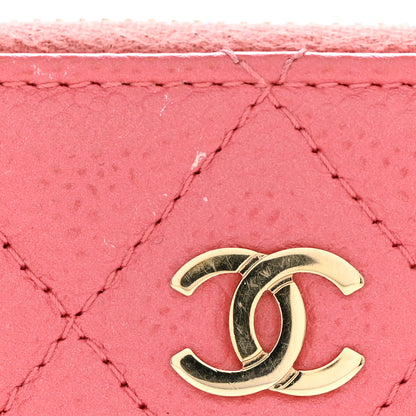 Chanel Metallic Caviar Quilted Zip Coin Purse Pink 10 of 10