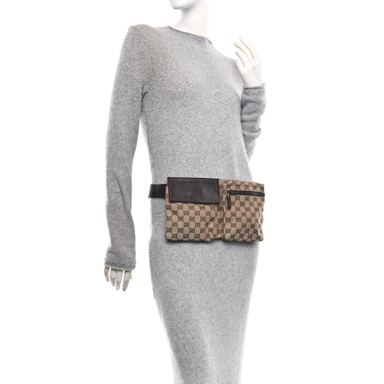 Gucci GG Monogram Double Pocket Belt Bag Dark Brown 2 of 10