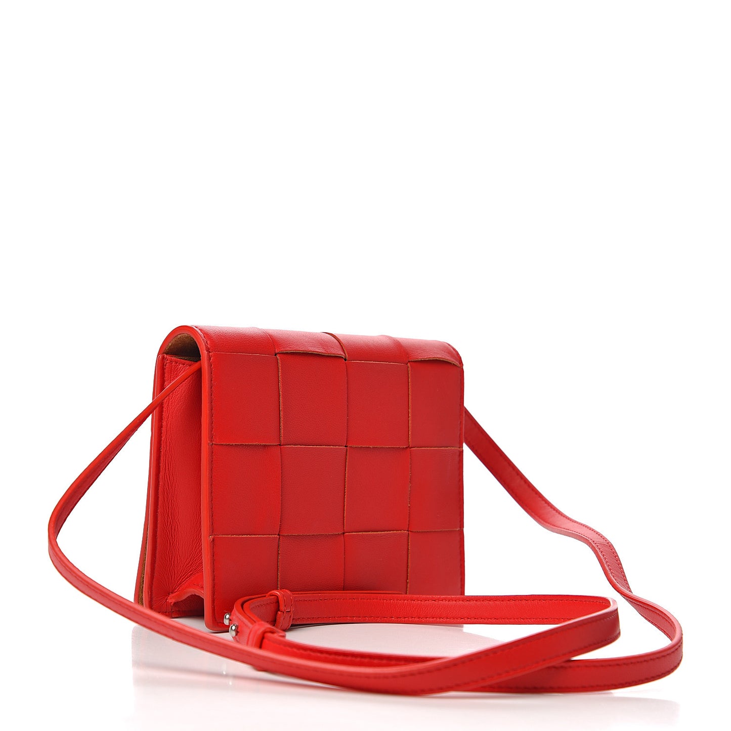Lambskin Maxi Intrecciato Mini Cassette Crossbody Bag Bright Red