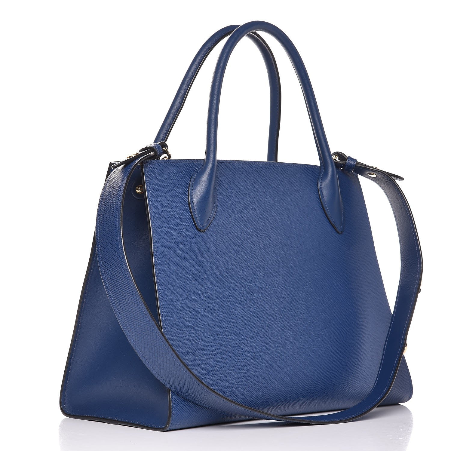 Prada Saffiano Cuir Calfskin Medium Monochrome Top Handle Tote Bluette 4 of 11