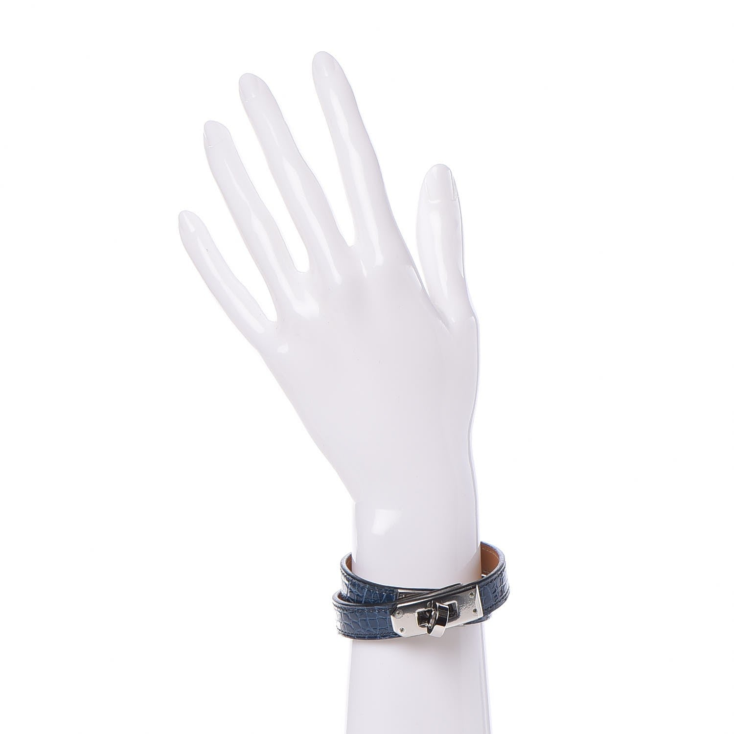 Hermes Shiny Alligator Kelly Double Tour Bracelet S Bleu Roi 2 of 6