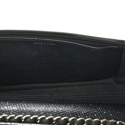 Chanel Glitter Calfskin Quilted Wallet on Chain WOC Black Silver 5 of 11