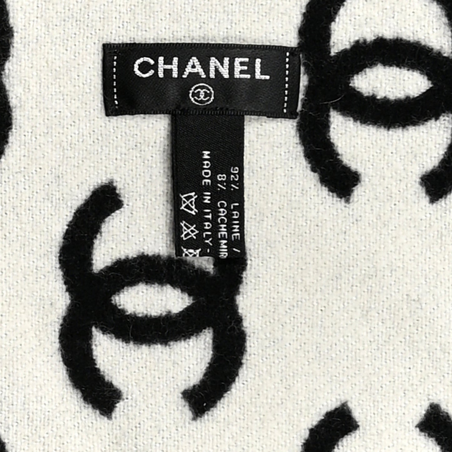 Wool Cashmere CC Scarf Black White