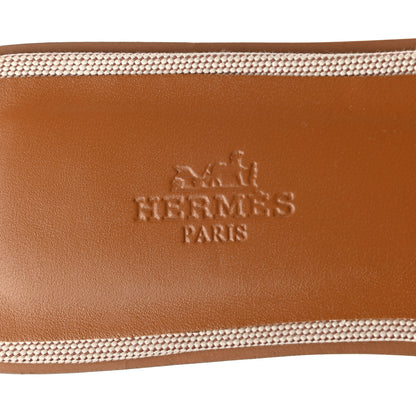 Hermes Calfskin Canvas Oran Sandals 39 Noisette Beige Dore 7 of 9