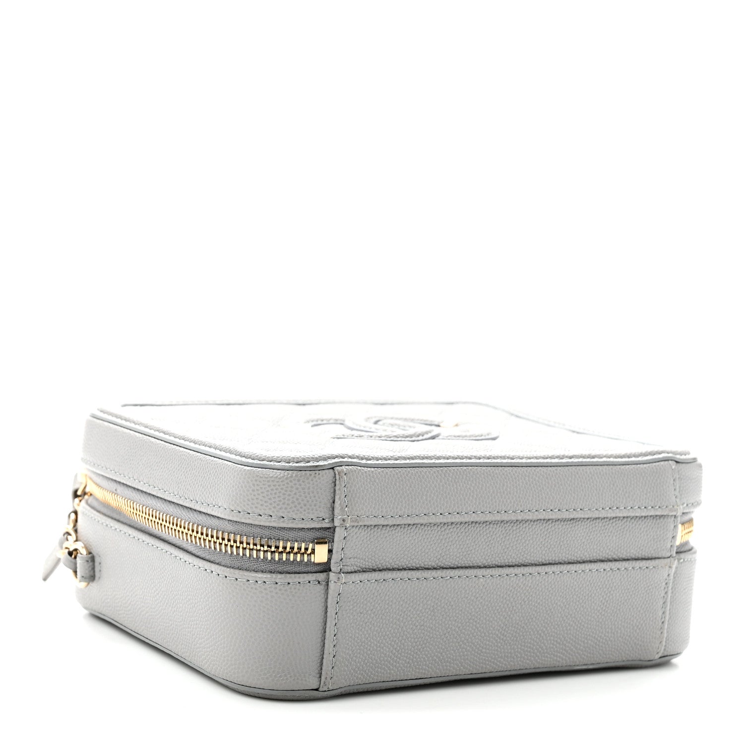 Chanel Caviar Quilted Small CC Filigree Vanity Case Grey 4 of 10