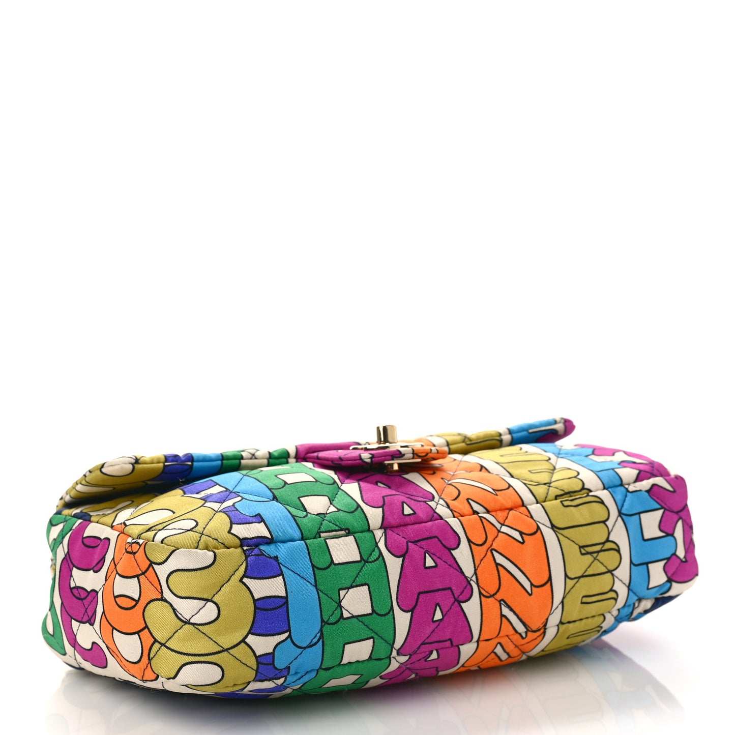 Printed Fabric Quilted Logo Single Flap Bag Multicolor