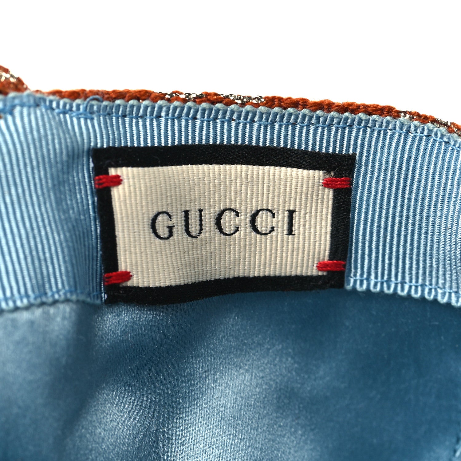 Gucci Canvas Lame GG Monogram Rush Baseball Hat S Burnt Orange Silver 8 of 9