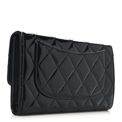 Chanel Patent Quilted Large Flap Wallet Black 3 of 9