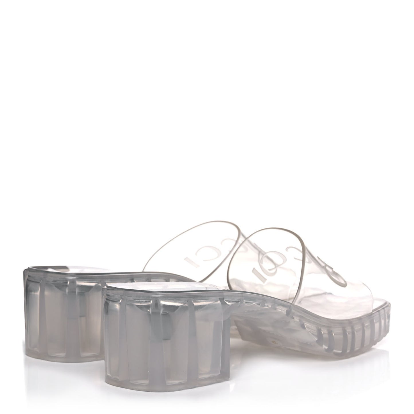 Rubber Gucci Logo Womens Platform 20/60mm Slide Sandals 39 Transparent