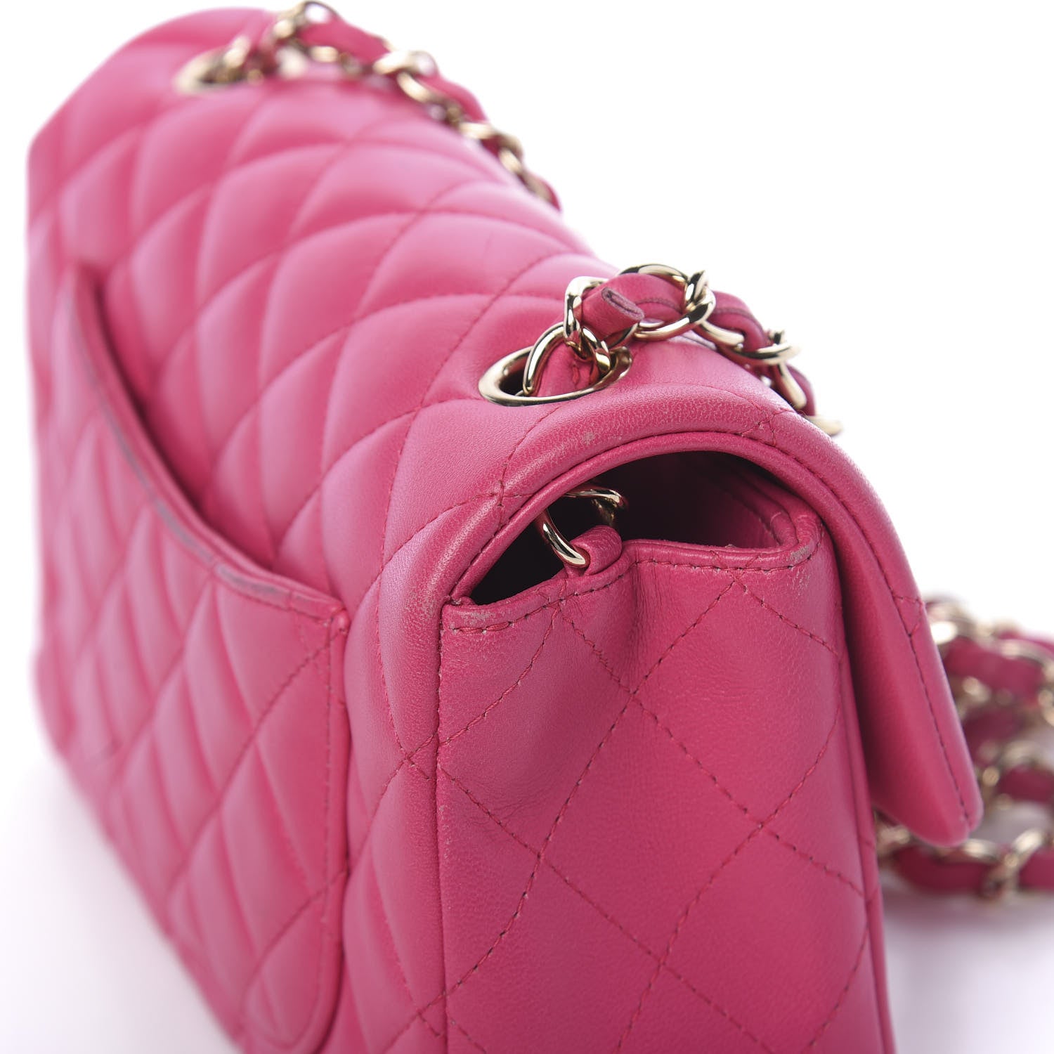 Chanel Lambskin Quilted Mini Rectangular Flap Dark Pink 12 of 19