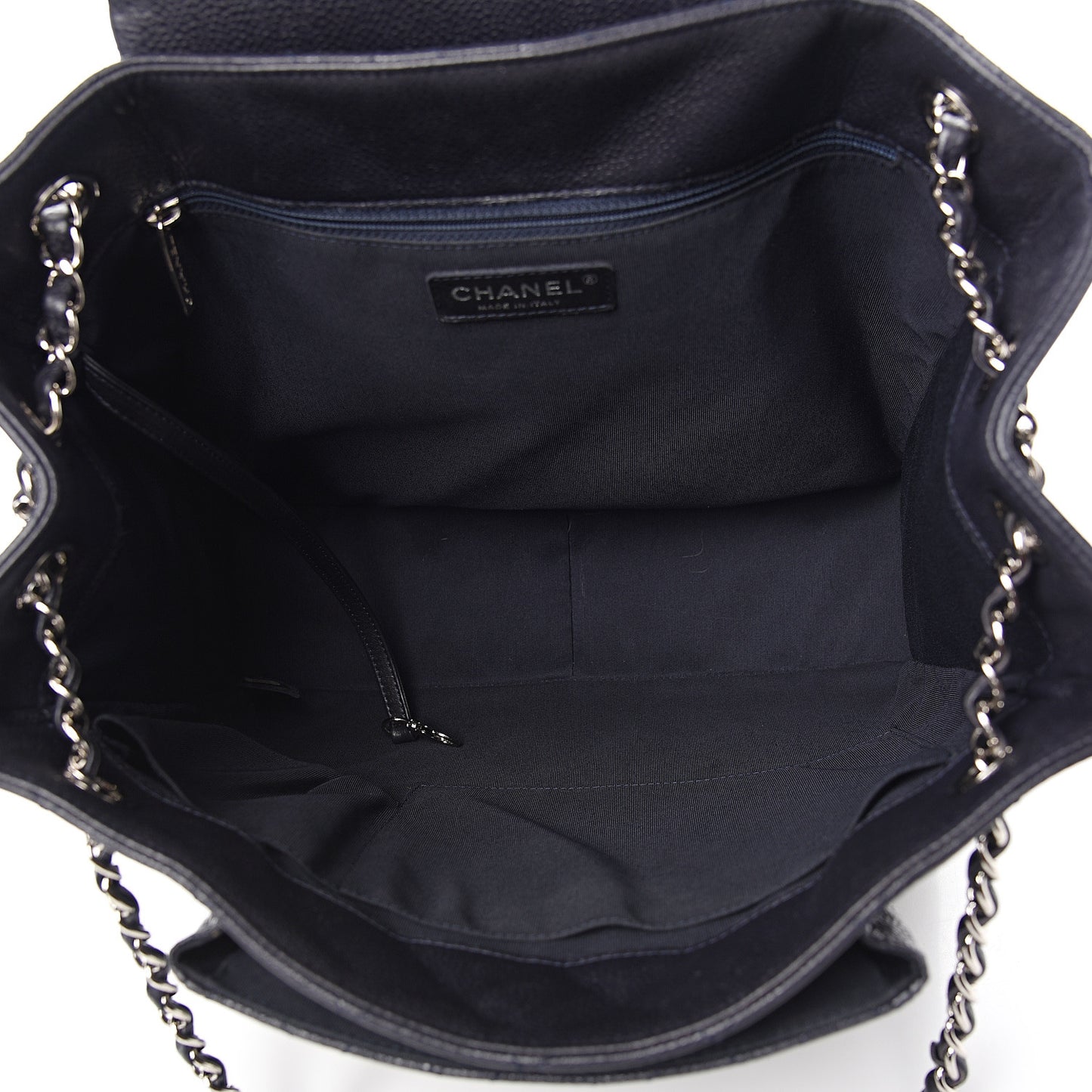 Caviar Quilted Flap Tote Marine
