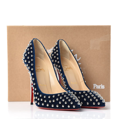Christian Louboutin Velvet Specchio Billy 120 Spikes Pumps 38 Silver Eclipse 8 of 8