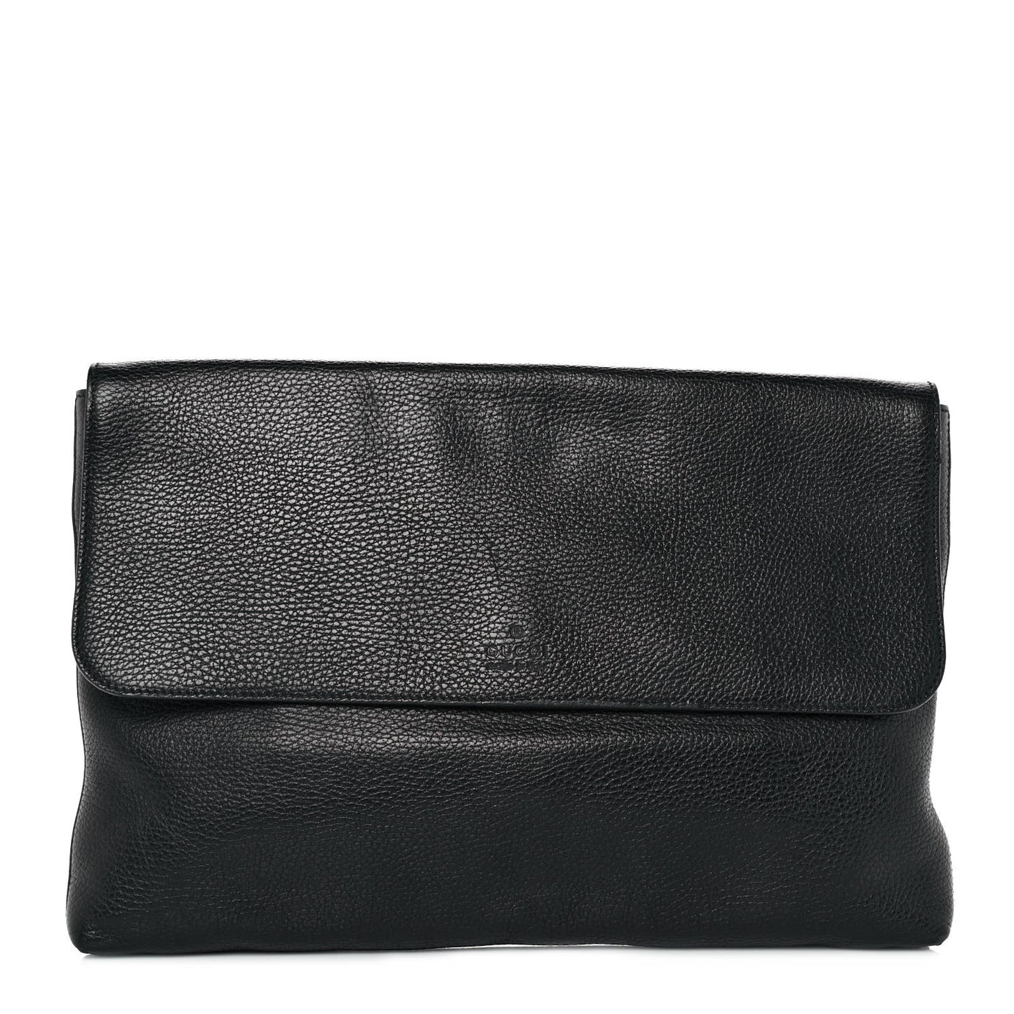 Pebbled Calfskin Large Portfolio Clutch Black
