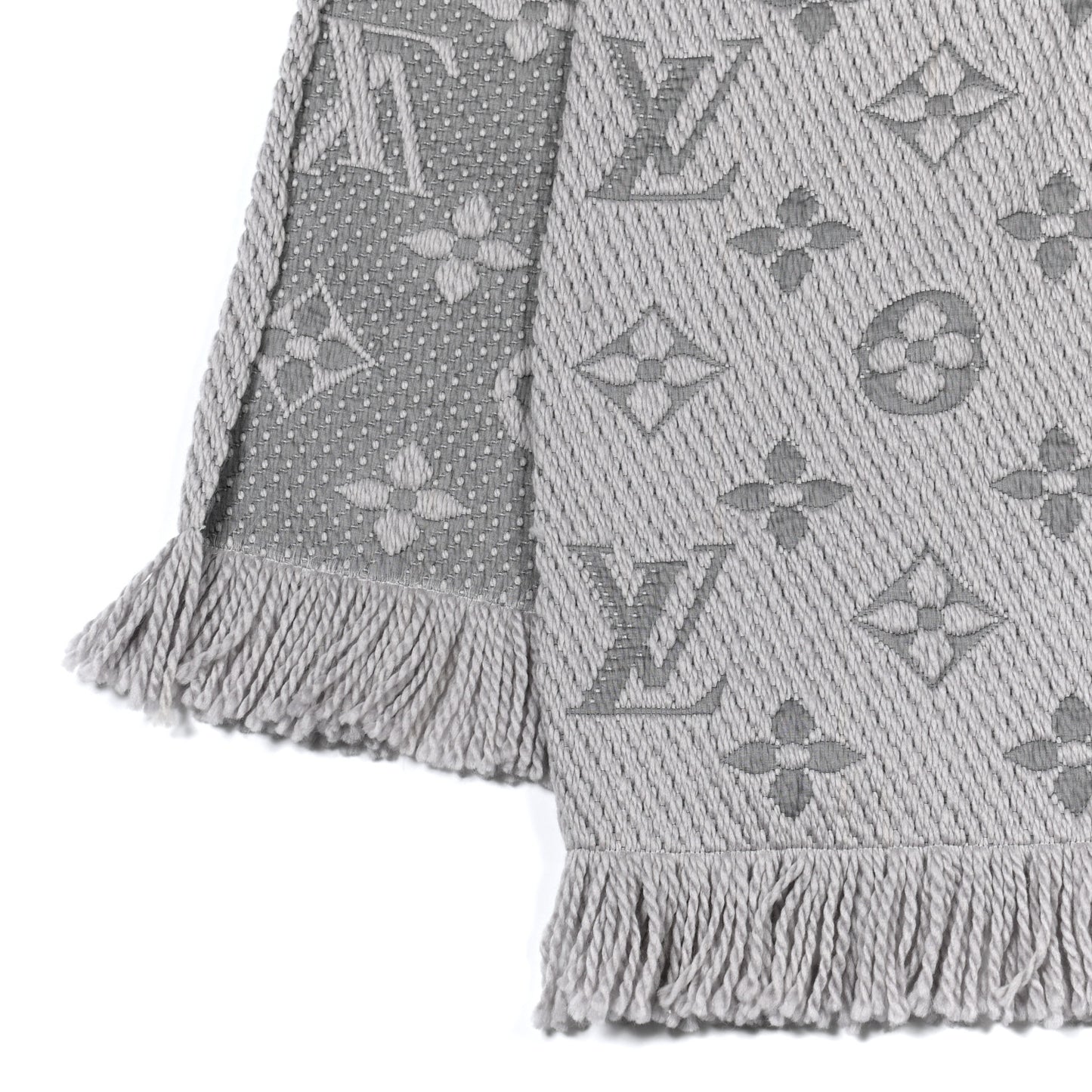 Wool Silk Logomania Scarf Pearl Grey