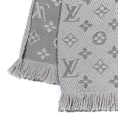Louis Vuitton Wool Silk Logomania Scarf Pearl Grey 3 of 5