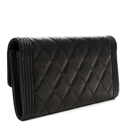 Chanel Caviar Quilted Large Boy Gusset Flap Wallet Black 3 of 9