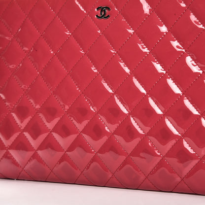 Chanel Patent Calfskin Quilted Valentine Hearts Medium O Cosmetic Case Dark Pink 8 of 9