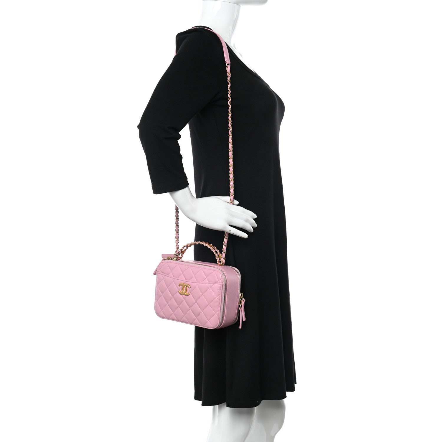Chanel Caviar Quilted Pick Me Up Small Vanity Case Light Pink 2 of 12