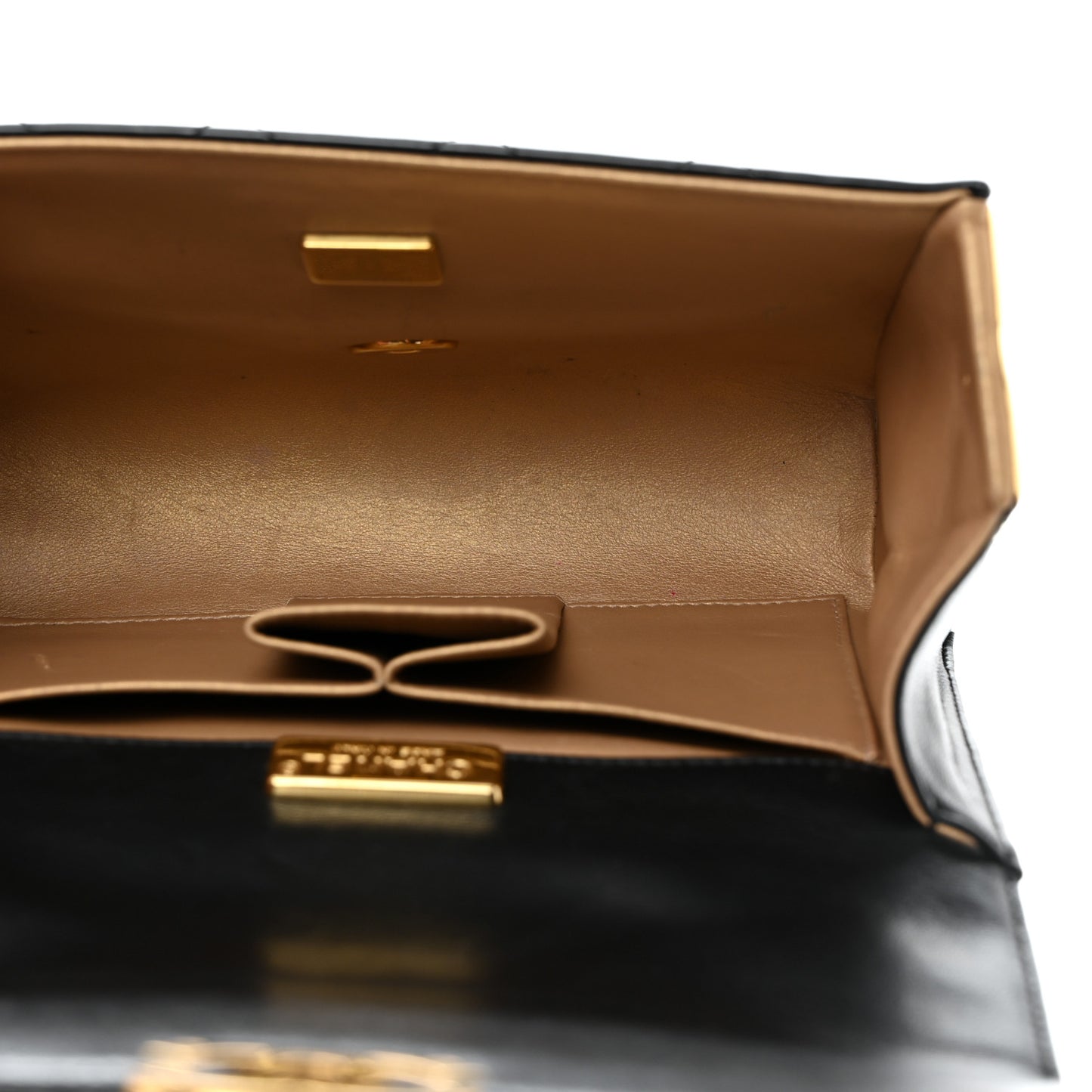 Patent Quilted Mini Golden Plate Flap Black