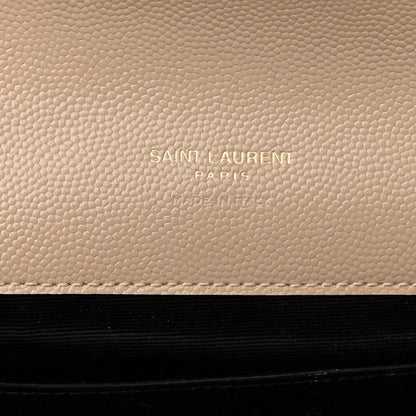 Saint Laurent Grain De Poudre Textured Mixed Matelasse Triquilt Monogram Clutch Dark Beige 6 of 10