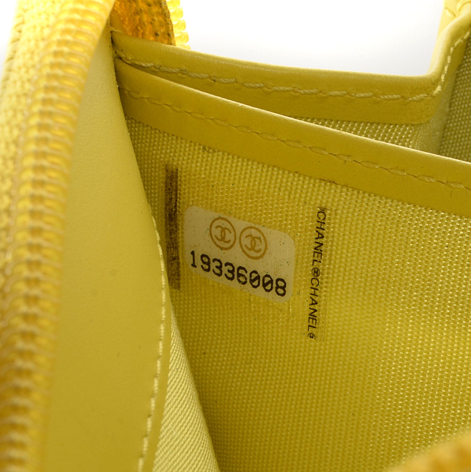 Chanel Caviar CC Timeless Large Zip Around Wallet Yellow 8 of 9