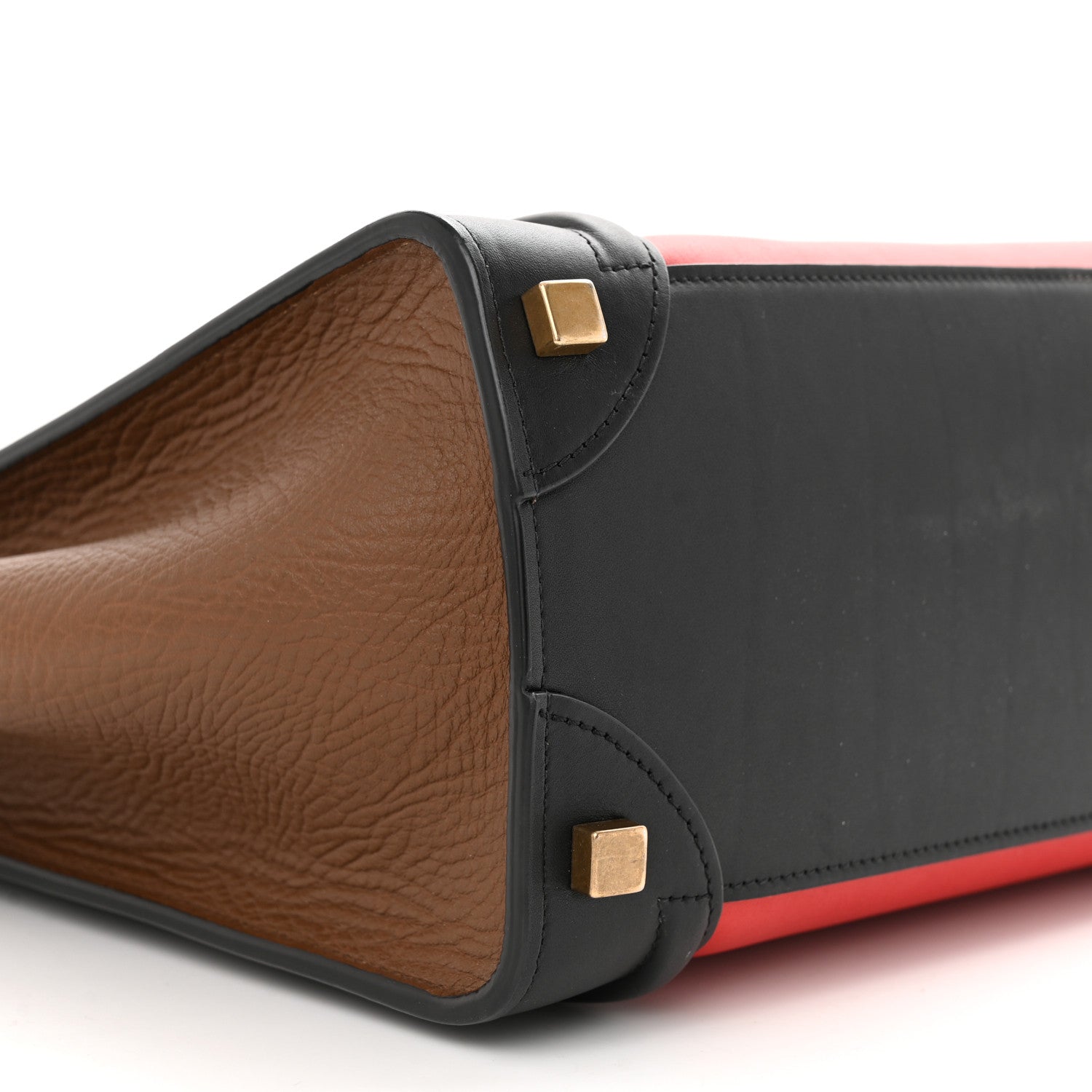 Celine Elephant Calfskin Micro Tri-Color Luggage Bright Red 8 of 10