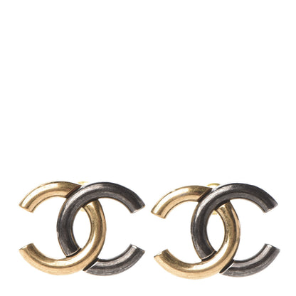Chanel Metal CC Earrings Gold Ruthenium 1 of 5