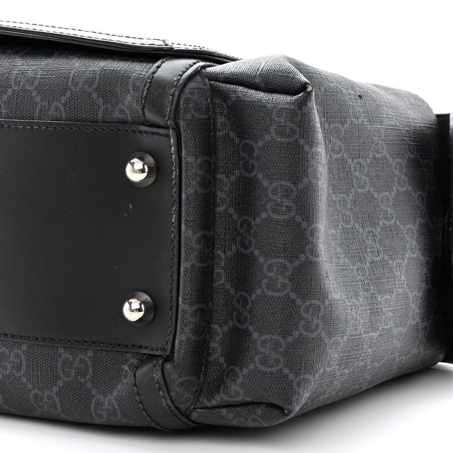 GG Supreme Monogram Web Messenger Diaper Bag Black Grey