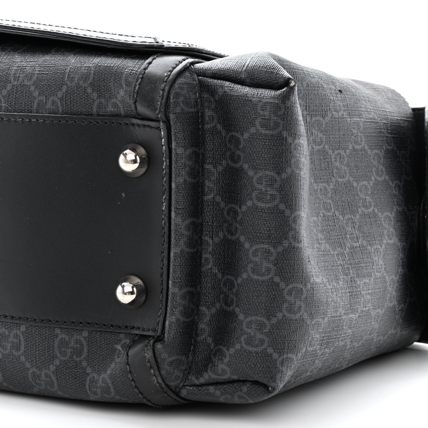 Gucci GG Supreme Monogram Web Messenger Diaper Bag Black Grey 11 of 17