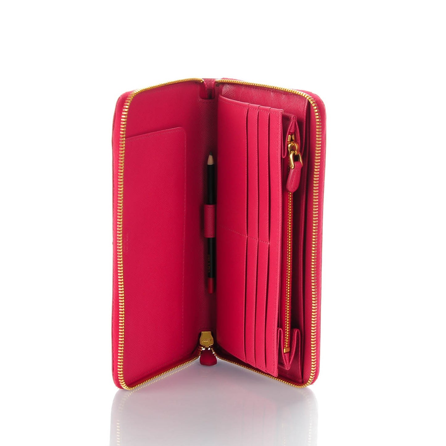 Saffiano Metal Large Zip Around Wallet Peonia