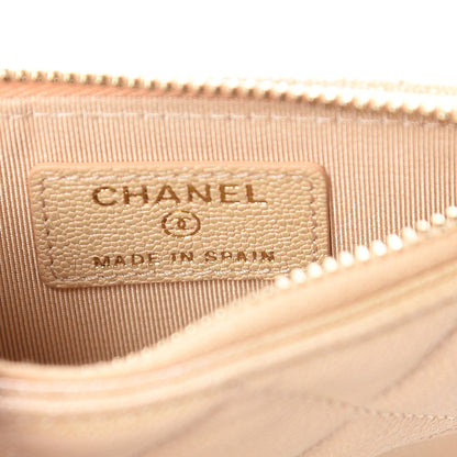 Chanel Iridescent Caviar Quilted Flap Zip Card Holder Beige 6 of 8