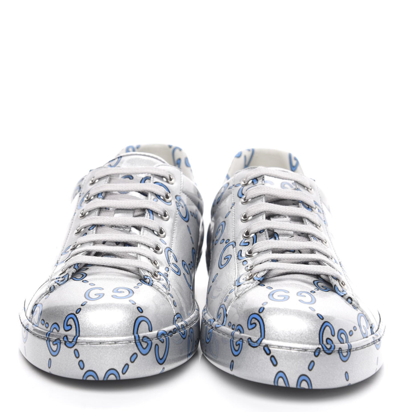 Miro Rubber Wax GucciGhost Print Mens New Ace Sneakers 9 Silver