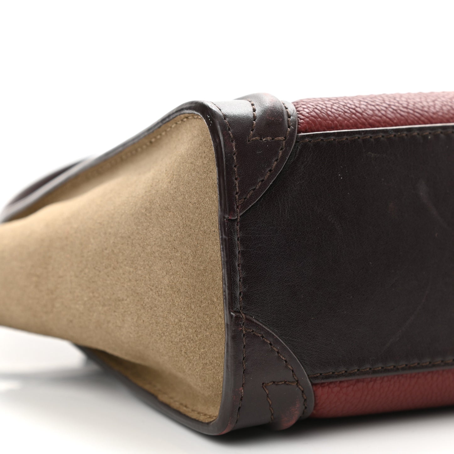 Calfskin Suede Nano Tri-Color Luggage Burgundy