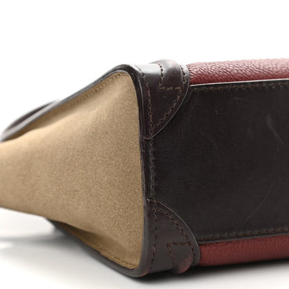 Celine Calfskin Suede Nano Tri-Color Luggage Burgundy 8 of 16