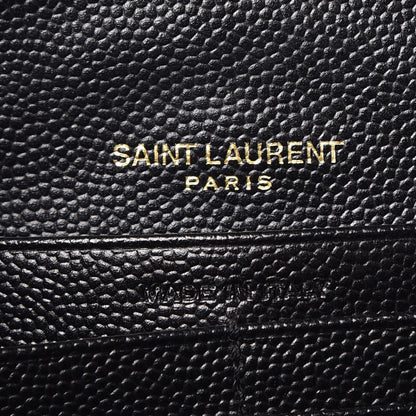 Saint Laurent Grain De Poudre Matelasse Chevron Monogram Chain Wallet Black 6 of 8