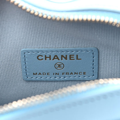 Chanel Lambskin Quilted CC In Love Heart Clutch With Chain Light Blue 6 of 11
