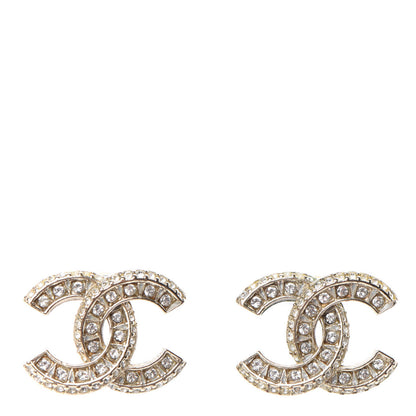 Chanel Crystal Timeless CC Earrings Light Gold 1 of 5