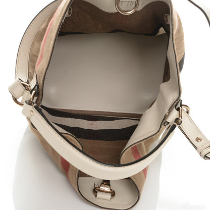 Burberry Canvas Mega Check Medium Susanna Hobo White 5 of 9